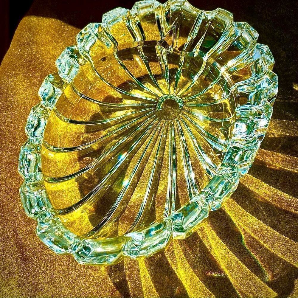 ♥️ Cigar Ashtray, Thick Heavy Clear Crystal Deep Cigar or pipe Ashtray